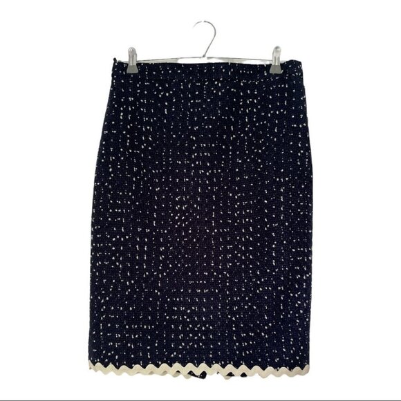 J Crew No 2 Pencil Skirt Navy Tweed Spotted - Picture 2 of 12